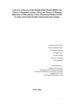 A Review of the use of the Health Belief Model... Theory of Reasoned Action (TRA), the Theory of Planned