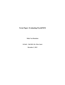 Term Paper: Evaluating PsychINFO Malia Van Heukelem