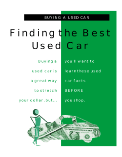 Finding the  Best Used  Car BUYING A USED CAR