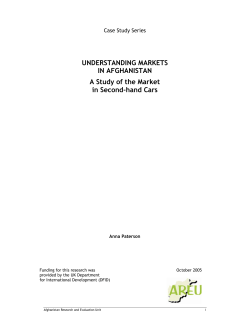 UNDERSTANDING MARKETS IN AFGHANISTAN A Study of the Market