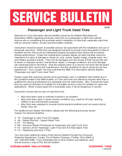 SERVICE BULLETIN Passenger and Light Truck Used Tires