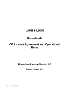 LAKE EILDON Houseboats CB Licence Agreement and Operational