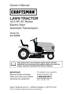 LAWN TRACTOR Owner’s Manual 18.5 HP, 42” Mower Electric Start