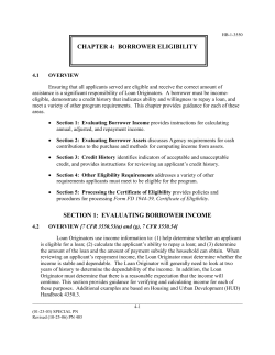 CHAPTER 4:  BORROWER ELIGIBILITY