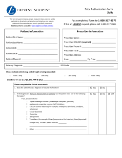 Cialis Patient Information Prescriber Information Prior Authorization Form