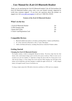 User Manual for JLab GO Bluetooth Headset