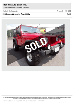 Babish Auto Sales Inc. 2004 Jeep Wrangler Sport SUV Sold Contact: