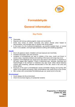 Formaldehyde General information Key Points Fire