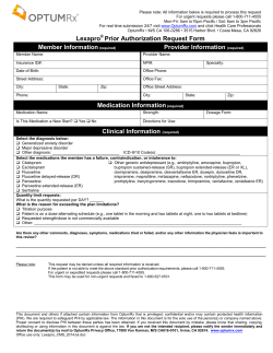 Lexapro Prior Authorization Request Form Member Information