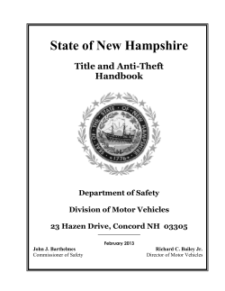 State of New Hampshire  Title and Anti-Theft Handbook