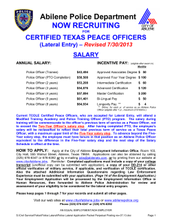 Abilene Police Department NOW RECRUITING CERTIFIED TEXAS PEACE OFFICERS SALARY