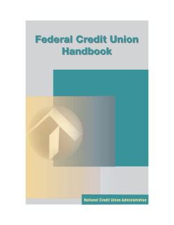 Federal Credit Union Handbook National Credit Union Administration