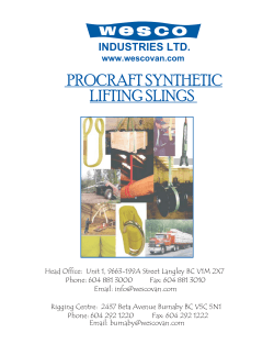 PROCRAFT SYNTHETIC LIFTING SLINGS INDUSTRIES LTD. www.wescovan.com