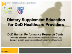 Dietary Supplement Education for DoD Healthcare Providers DoD Human Performance Resource Center