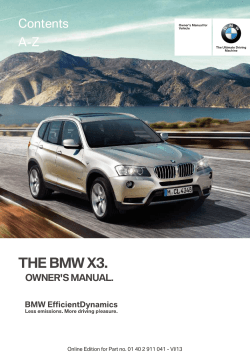 THE BMW X3. Contents A-Z OWNER'S MANUAL.