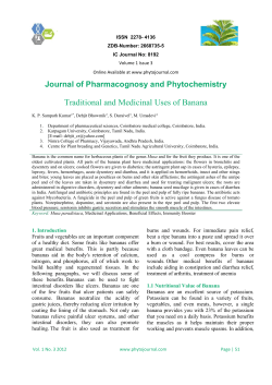 Traditional and Medicinal Uses of Banana Journal of Pharmacognosy and Phytochemistry  