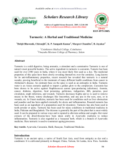 Scholars Research Library Turmeric: A Herbal and Traditional Medicine Abstract