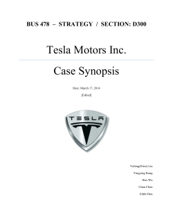Tesla Motors Inc. Case Synopsis