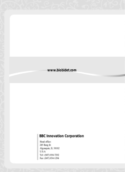 www.biobidet.com BBC Innovation Corporation Head office: 205 Berg St