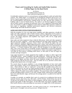 Power and Grounding for Audio and Audio/Video Systems