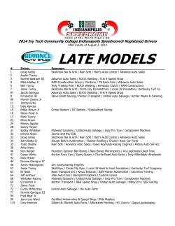 LATE MODELS  2014 Ivy Tech Community College Indianapolis Speedrome® Registered Drivers