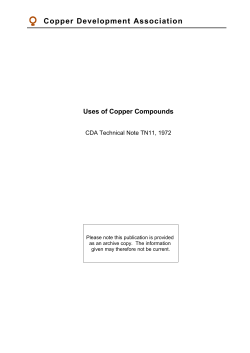 Copper Development Association Uses of Copper Compounds CDA Technical Note TN11, 1972