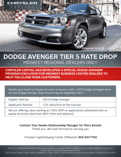 DODGE AVENGER TIER 5 RATE DROP MIDWEST REGIONAL DEALERS ONLY