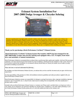 Exhaust System Installation For 2007-2008 Dodge Avenger &amp; Chrysler Sebring