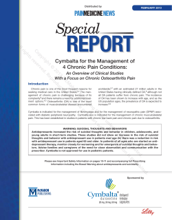 REPORT Cymbalta for the Management of 4 Chronic Pain Conditions: