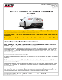 Installation Instructions for Scion FR-S or Subaru BRZ PN-11839
