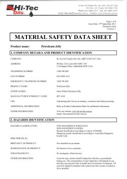 MATERIAL SAFETY DATA SHEET  Product name: Petroleum Jelly