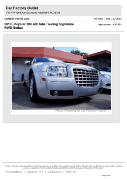 Car Factory Outlet 2010 Chrysler 300 4dr Sdn Touring Signature RWD Sedan Contact: