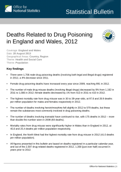 Statistical Bulletin Deaths Related to Drug Poisoning in England and Wales, 2012