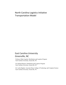North Carolina Logistics Initiative  Transportation Model  East Carolina University Greenville, NC