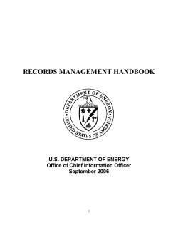 RECORDS MANAGEMENT HANDBOOK  U.S. DEPARTMENT OF ENERGY Office of Chief Information Officer