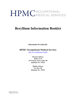 Beryllium Information Booklet Beryllium  HPMC Occupational Medical Services