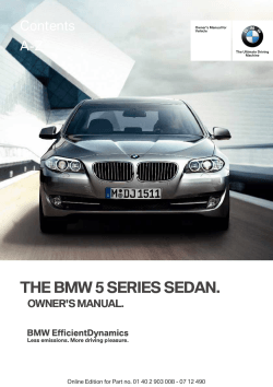 THE BMW 5 SERIES SEDAN. Contents A-Z OWNER'S MANUAL.