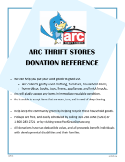 ARC THRIFT STORES DONATION REFERENCE