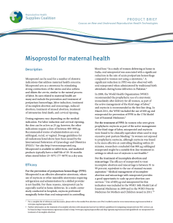 Misoprostol for maternal health PRODUC T BRIEF Description