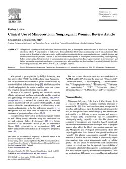 Clinical Use of Misoprostol in Nonpregnant Women: Review Article * Review Article