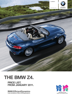 THE BMW Z4. PRICE LIST. FROM JanUaRy 2011. The BMW Z4