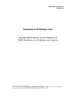 Ammonia in Drinking-water Background document for development of Guidelines for Drinking-water Quality WHO/SDE/WSH/03.04/01