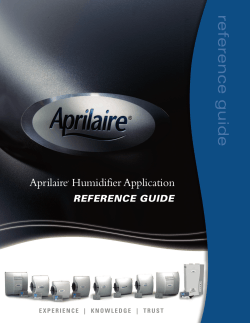 Aprilaire Humidifier Application REFERENCE GUIDE