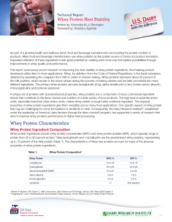 Whey Protein Heat Stability Technical Report: