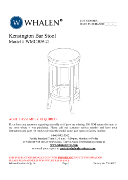 Kensington Bar Stool Model # WMC309-21 ADULT ASSEMBLY REQUIRED