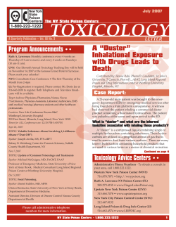 TOXICOLOGY Program Announcements •• A “Duster” Inhalational Exposure