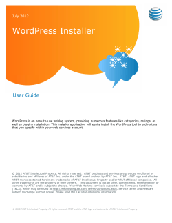 WordPress Installer User Guide  July 2012