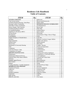 Residence Life Handbook Table of Contents ITEM Pg