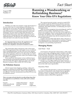 Fact Sheet Running a Woodworking or Refinishing Business? Know Your Ohio EPA Regulations