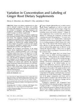 G Variation in Concentration and Labeling of Ginger Root Dietary Supplements